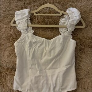 Abercrombie & Fitch White Ruffled Tank Top